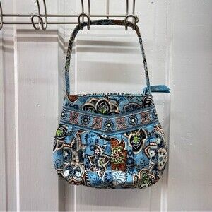 vera bradley hannah retired blue mod floral print bucket shoulder purse bag